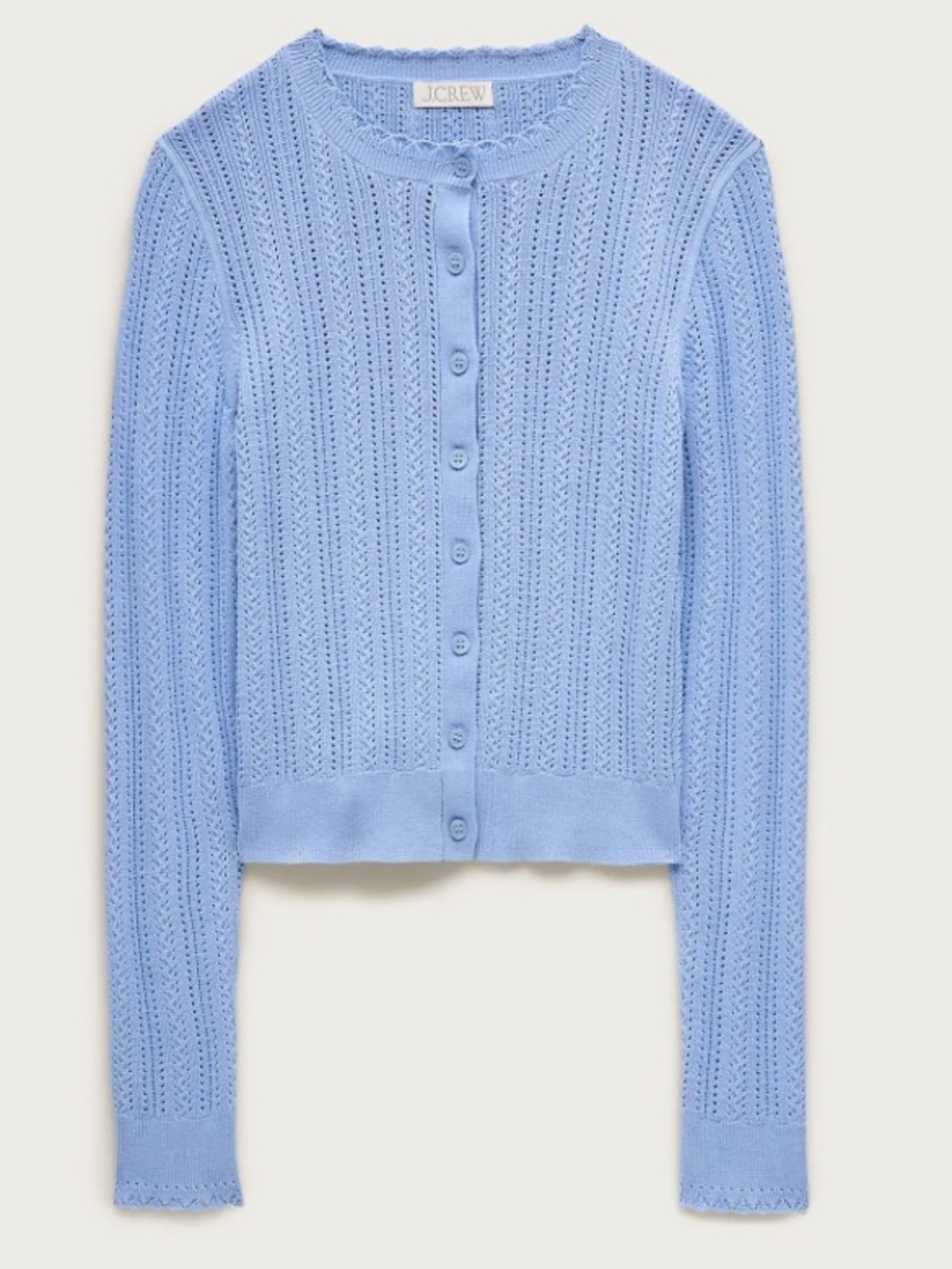 J crew water color blue Jackie pointelle cardigan in premium ultra-fine cotton
